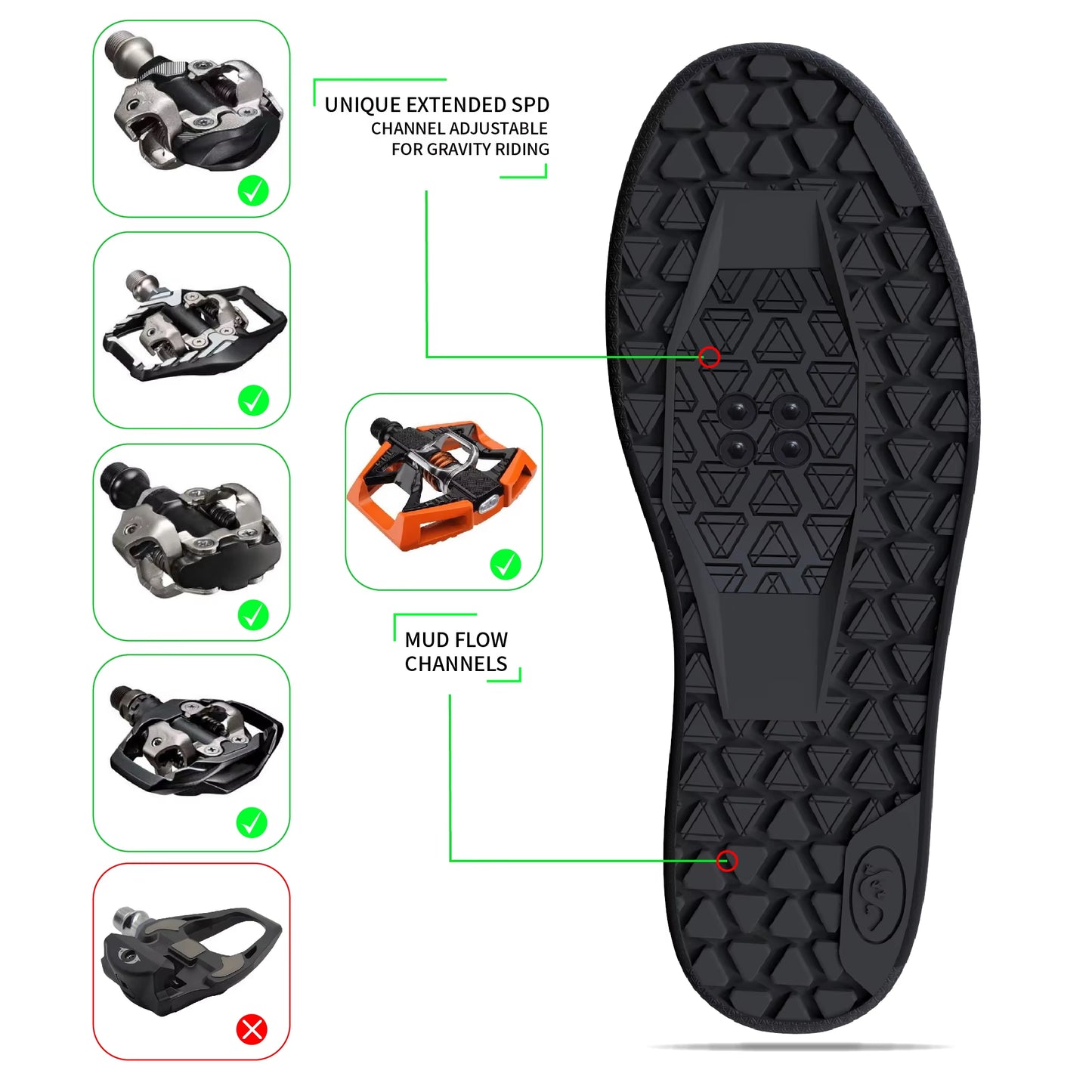 Mountain Bike Enduro D/H Shoes Are Suitable for All SPD and Flat Pedals Bicycle Shoes.High Quality Fabric.