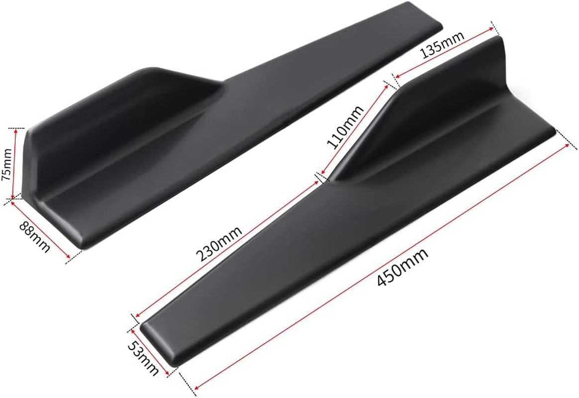 Universal Car Side Skirts Rocker Splitters Diffusers Winglet Wings Extension Rocker Panel Body Kit(Black, 45CM)