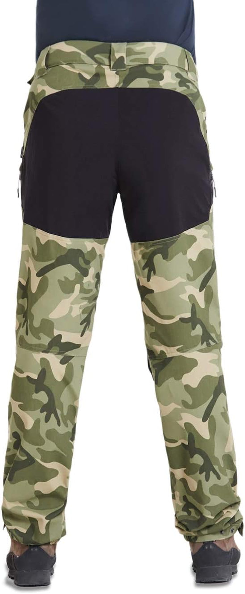 Mens Pro Hiking Stretch Pants Cargo Trouser Water-Resistant Tactical Outdoor Working Pants (Green Camo, XL)