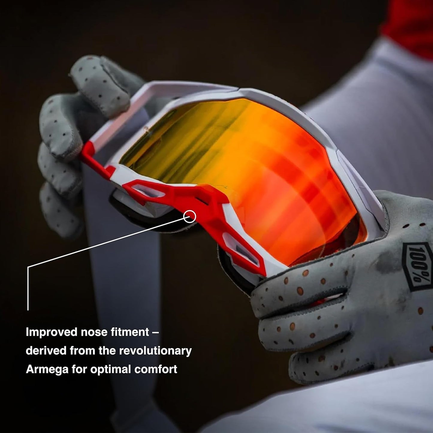 Racecraft 2 Goggles - Mountain Bike & Motocross Goggles - Eyewear for Motocross & Mountain Biking - Red, Clear Lens