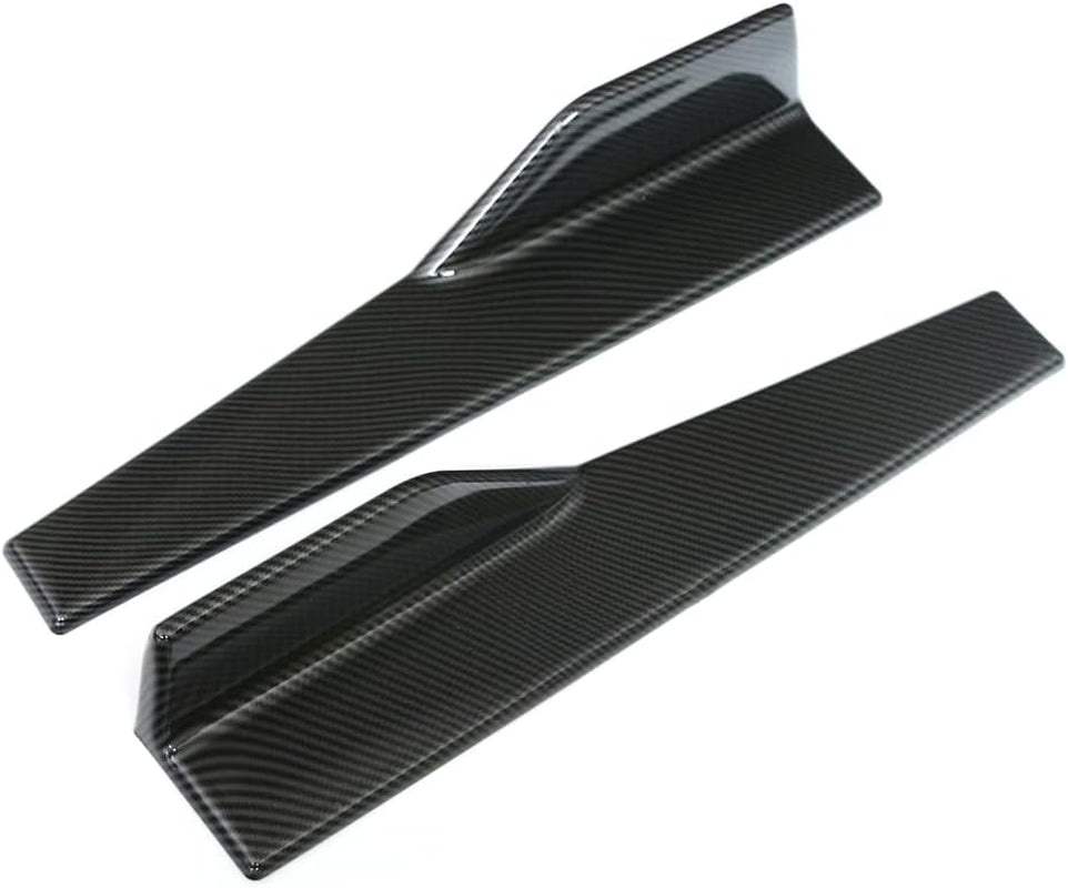 Universal Car Side Skirts Rocker Splitters Diffusers Winglet Wings Extension Rocker Panel Body Kit (Black-Carbon Fiber, 45CM)