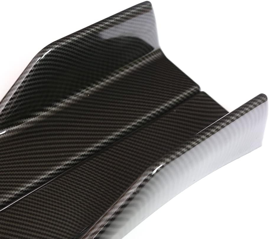 Universal Car Side Skirts Rocker Splitters Diffusers Winglet Wings Extension Rocker Panel Body Kit (Black-Carbon Fiber, 45CM)