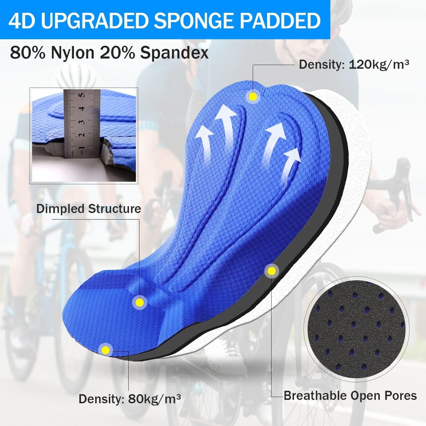 Men'S Padded Bike Shorts Cycling Underwear 4D Padding Mountain Biking Bicycle Riding Biker Liner Shorts