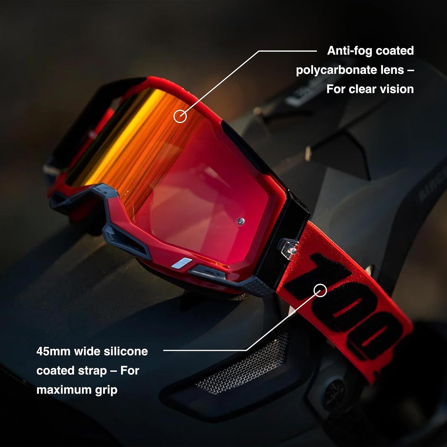 Racecraft 2 Goggles - Mountain Bike & Motocross Goggles - Eyewear for Motocross & Mountain Biking - Black, Clear Lens