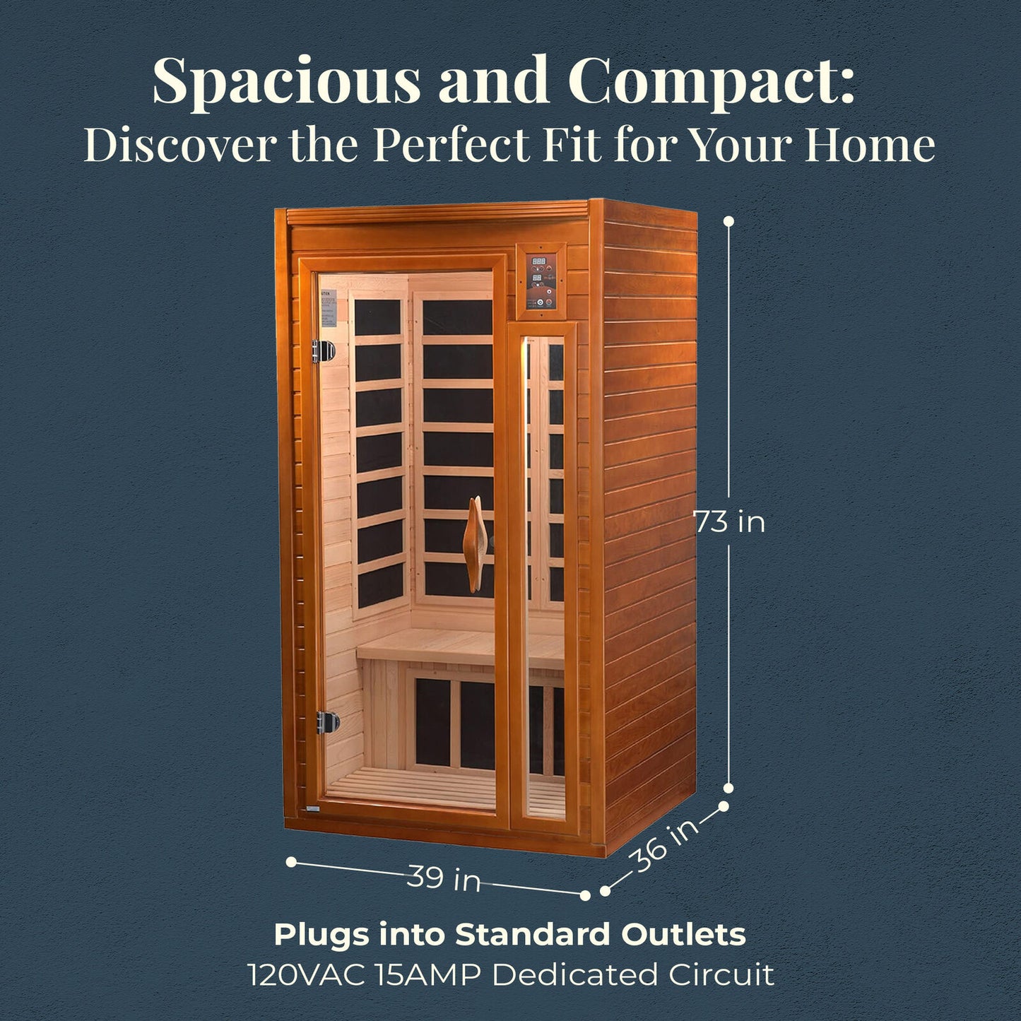 Dynamic Saunas Barcelona 1 to 2 Person Hemlock Wood Infrared Sauna for Home