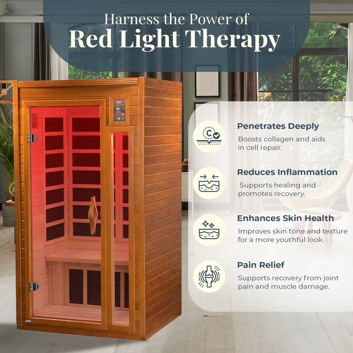 Dynamic Saunas Barcelona 1 to 2 Person Hemlock Wood Infrared Sauna for Home