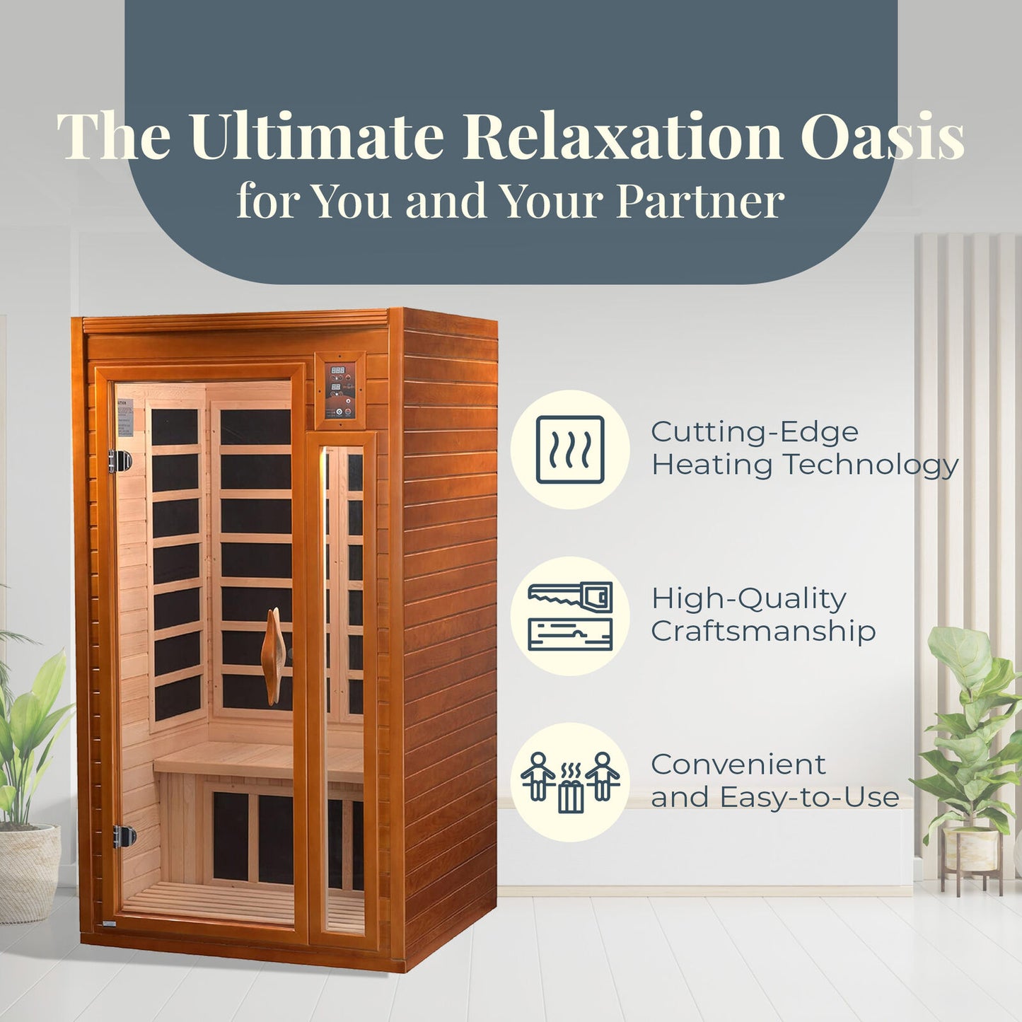 Dynamic Saunas Barcelona 1 to 2 Person Hemlock Wood Infrared Sauna for Home
