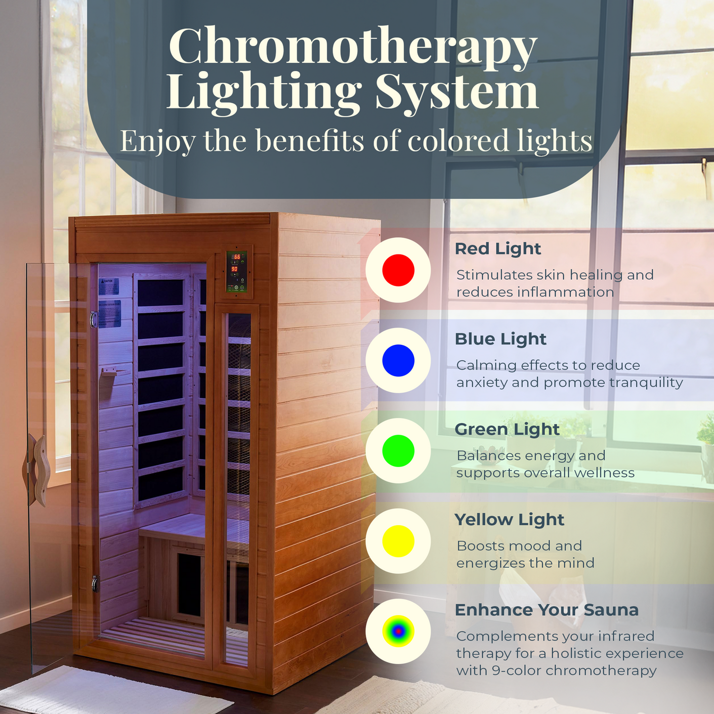 Dynamic Saunas Barcelona 1 to 2 Person Hemlock Wood Infrared Sauna for Home