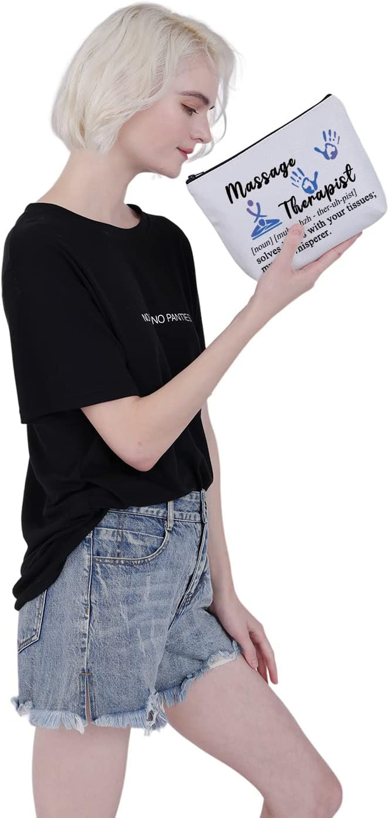 Massage Therapist Gifts Makeup Bag Massage Therapy Gifts Massage Therapist Teacher Student Gift Graduation Gifts Cosmetic Bag (Massage Therapist Bag-White)