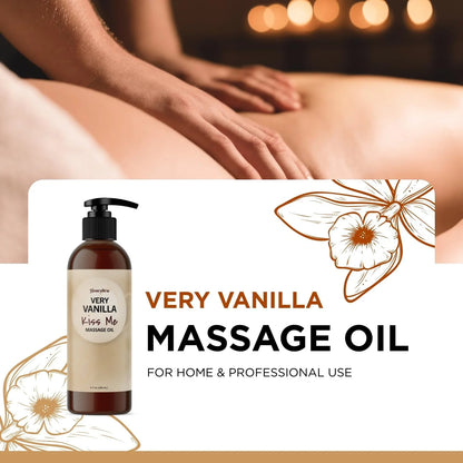 Vanilla Sensual Massage Oil for Couples - Relaxing Full Body Massage Oil for Date Night with Moisturizing Coconut and Sweet Almond Oil - Vegan Non Staining Non Greasy Silky Smooth Gliding Formula