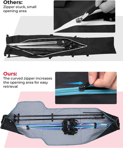 Ski Bag and Boot Bag Combo, Snowboard Bag Padded Ski Bags for Air Travel, Snow Ski Bags Fit Skis up to 200Cm, Ski Double Bag Combo