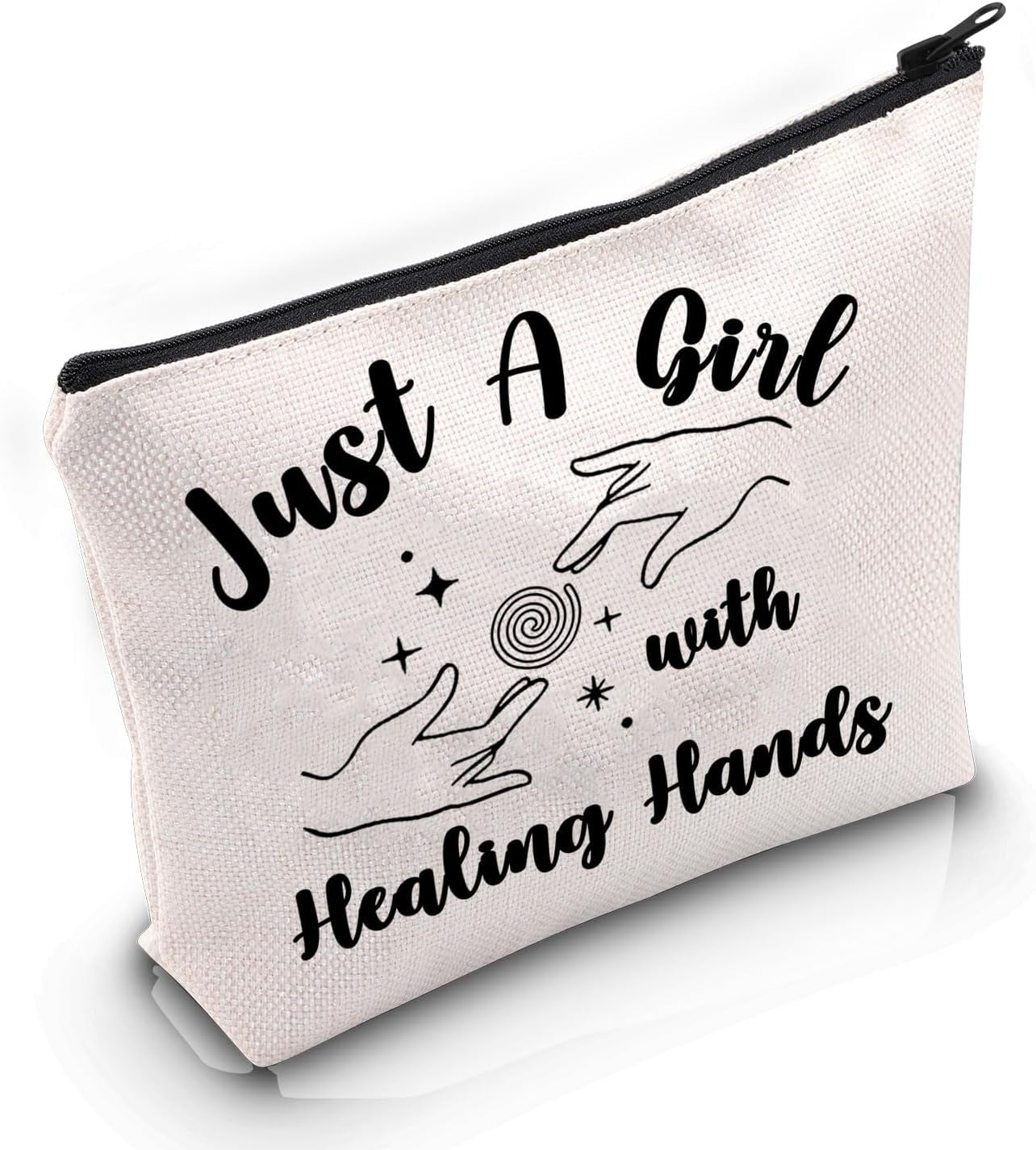Massage Therapist Appreciation Gift Just a G-Irl with Healing Hands Makeup Bag Massage Therapy Cosmetic Bag Masseur Graduation Gift (With Healing Hands M)