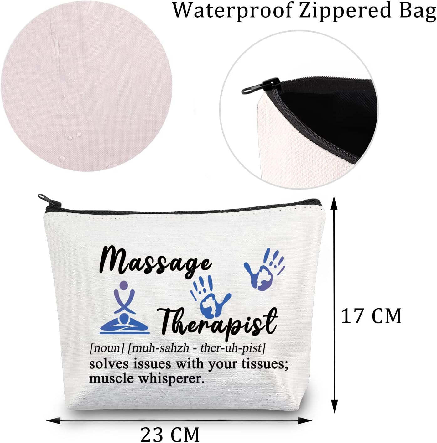 Massage Therapist Gifts Makeup Bag Massage Therapy Gifts Massage Therapist Teacher Student Gift Graduation Gifts Cosmetic Bag (Massage Therapist Bag-White)