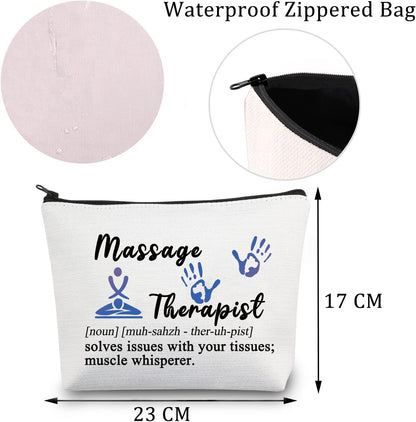 Massage Therapist Gifts Makeup Bag Massage Therapy Gifts Massage Therapist Teacher Student Gift Graduation Gifts Cosmetic Bag (Massage Therapist Bag-White)