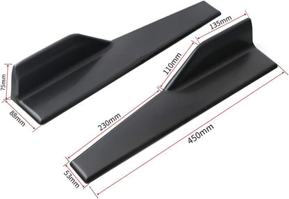 Universal Car Side Skirts Rocker Splitters Diffusers Winglet Wings Extension Rocker Panel Body Kit(Black, 45CM)