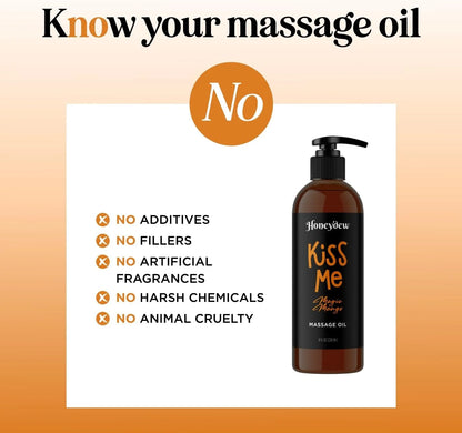 Mango Sensual Massage Oil for Couples - Alluring Tropical Full Body Massage Oil for Date Night and Nourishing Body Moisturizer with Sweet Almond - Vegan Non Staining Non Greasy Smooth Gliding Formula