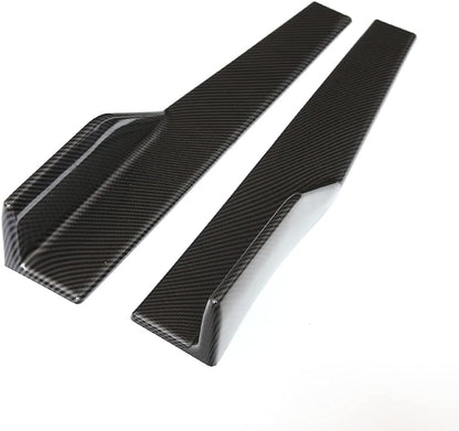Universal Car Side Skirts Rocker Splitters Diffusers Winglet Wings Extension Rocker Panel Body Kit (Black-Carbon Fiber, 45CM)
