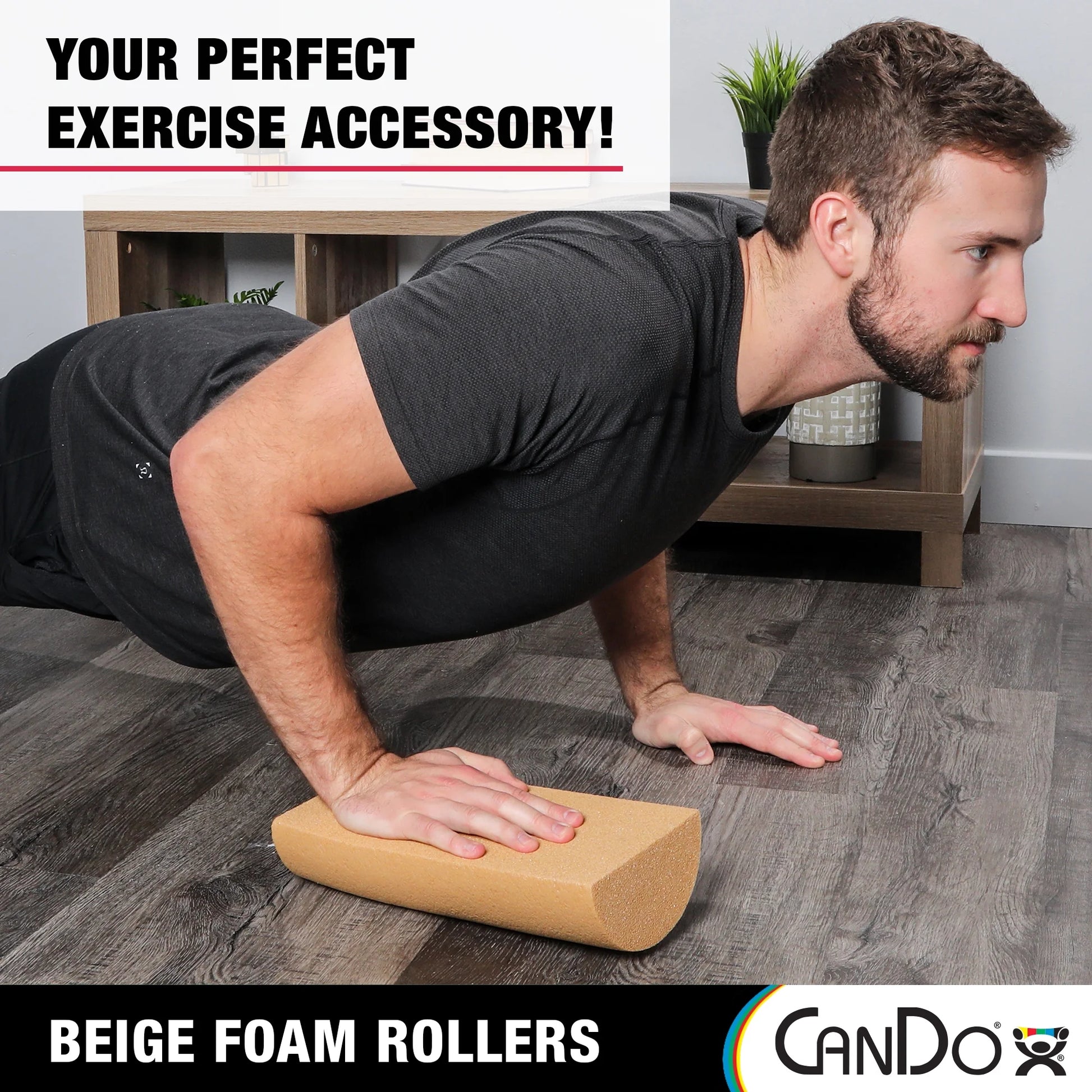 Cando Beige PE Foam Rollers for Muscle Restoration, Massage Therapy, Sport Recovery and Physical Therapy 6" X 36" Half-Round