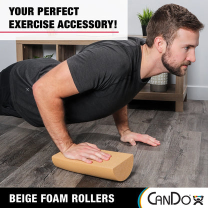 Cando Beige PE Foam Rollers for Muscle Restoration, Massage Therapy, Sport Recovery and Physical Therapy 6" X 36" Half-Round