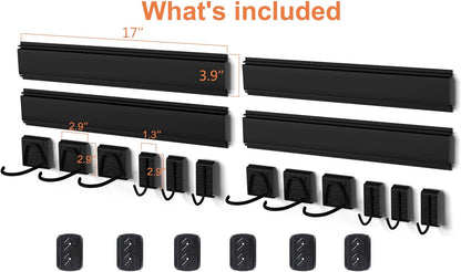 Bike Storage Rack 68 Inch with Bike Tire Wall Protectors Wall Mount Garage Bike Hanger for 6 Bikes Adjustable Bike Hooks for Home Indoor Holds up to 500Lbs(6 Bike Hooks + 6 Bike Accessory Hooks)