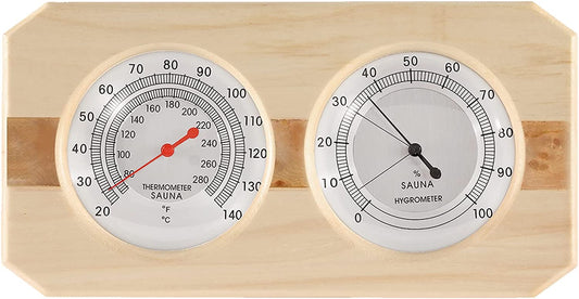 Sauna Thermometer 2 in 1 Wooden Fahrenheit Thermometer Hygrometer for Sauna Indoor Hygrothermograph for Family Hotel Sauna Room
