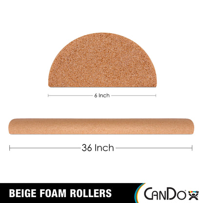 Cando Beige PE Foam Rollers for Muscle Restoration, Massage Therapy, Sport Recovery and Physical Therapy 6" X 36" Half-Round