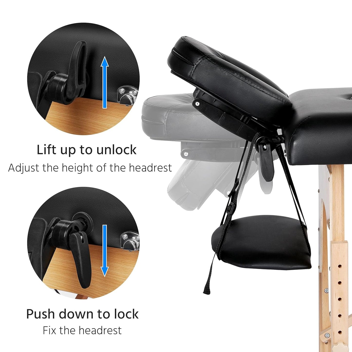 Massage Table Portable Adjustable Massage Bed Foldable Massage Therapy Table 3 F