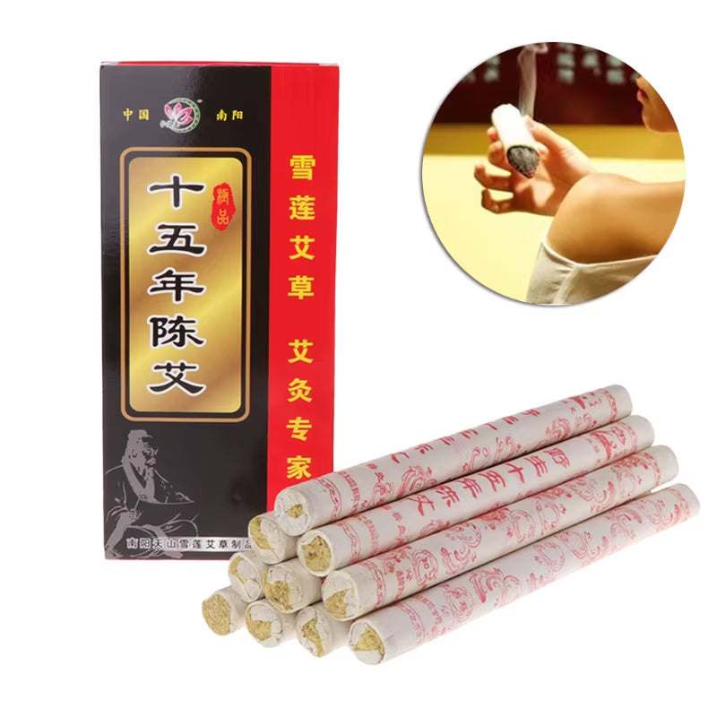 10Pcs 15 Years Aging Moxa Roll Stick Moxibustion Acupuncture Massage Therapy New