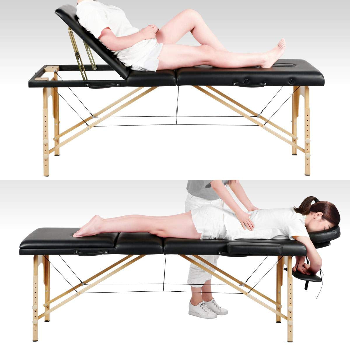 Massage Table Portable Adjustable Massage Bed Foldable Massage Therapy Table 3 F