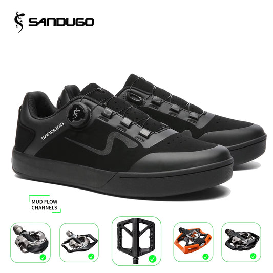Mountain Bike Enduro D/H Shoes Are Suitable for All SPD and Flat Pedals Bicycle Shoes.High Quality Fabric.