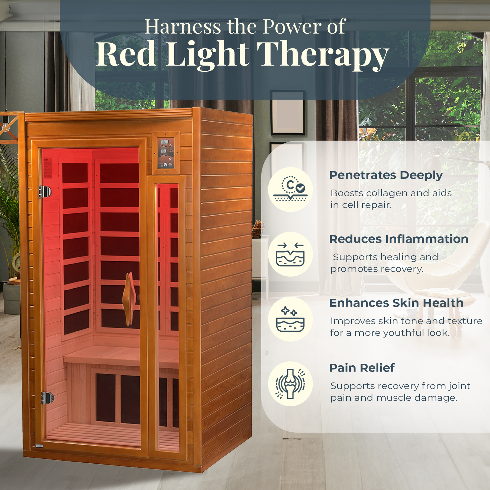Dynamic Saunas Barcelona 1 to 2 Person Hemlock Wood Infrared Sauna for Home